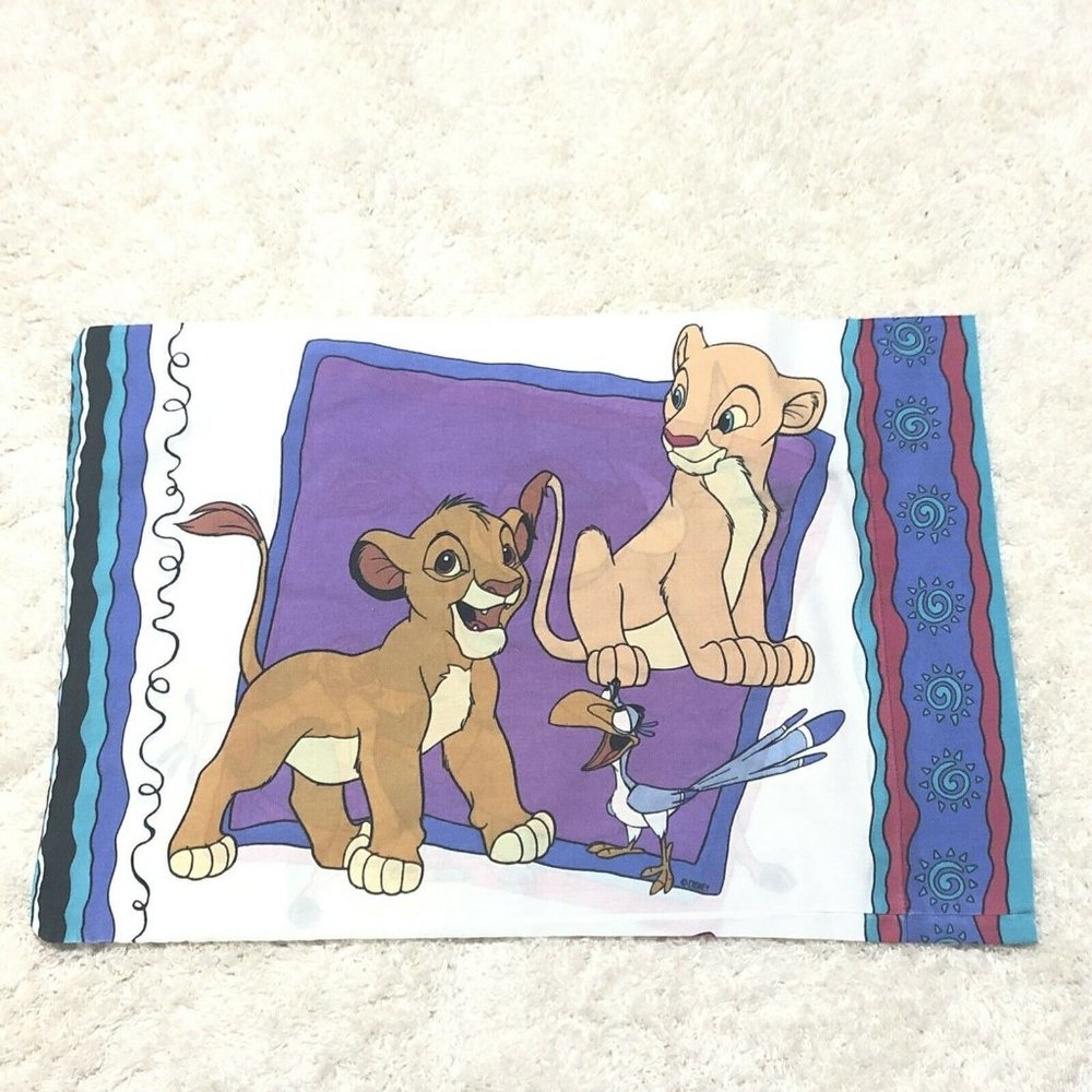 Vintage Disney The Lion King Simba & Nala Timone & Pumbaa Pillowcase Standard